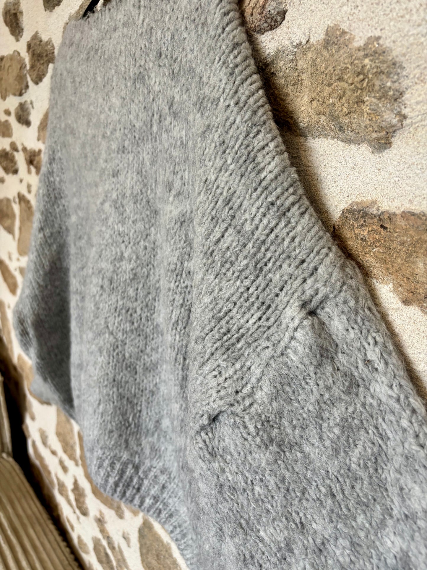 Gilet oversize à nœuds Clémence - gris clair