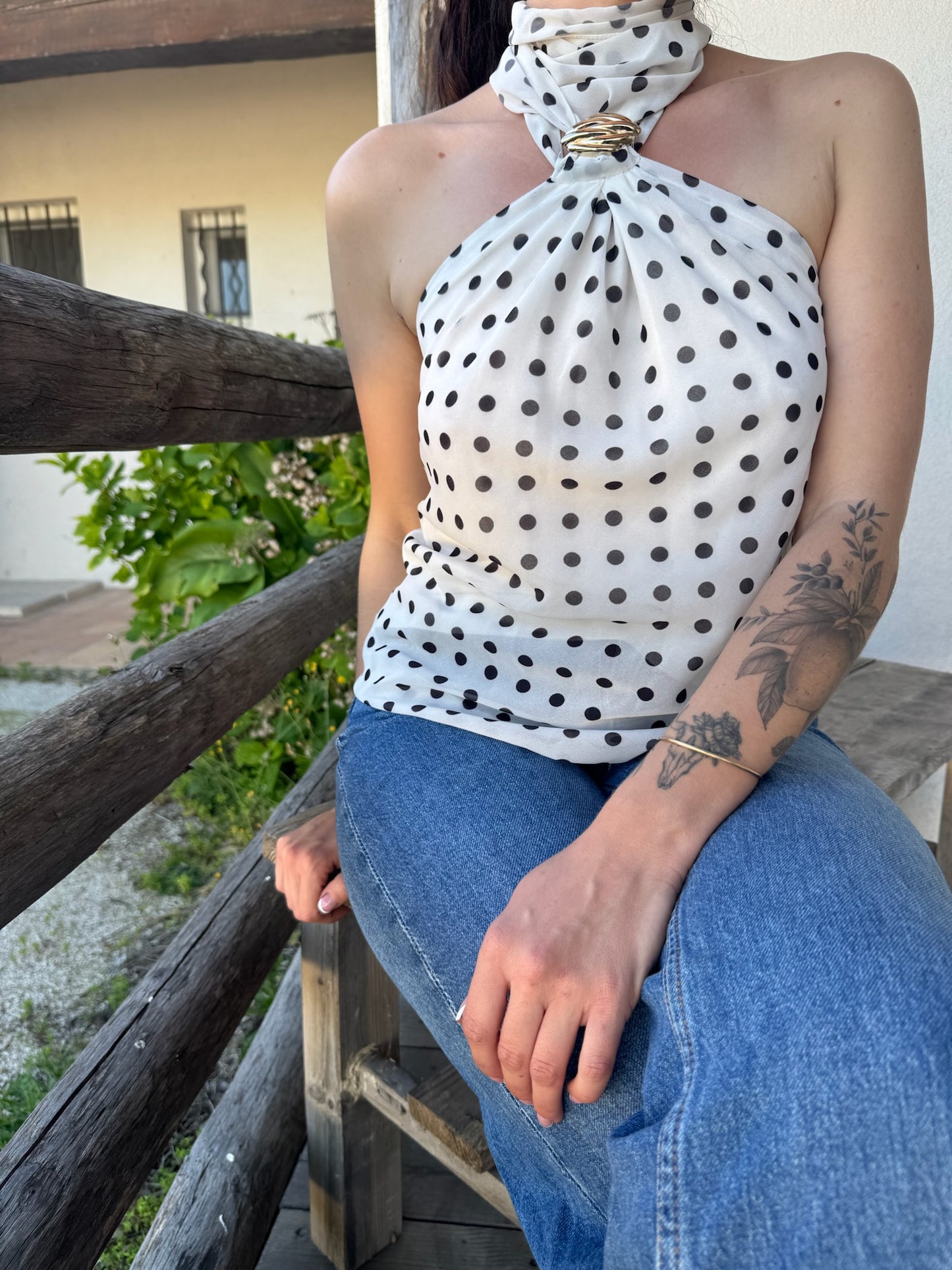 Top à pois CARMEN • blanc dos nu