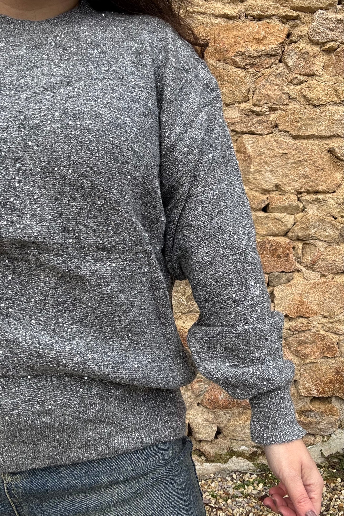 Pull Célestine - gris pailleté sequins