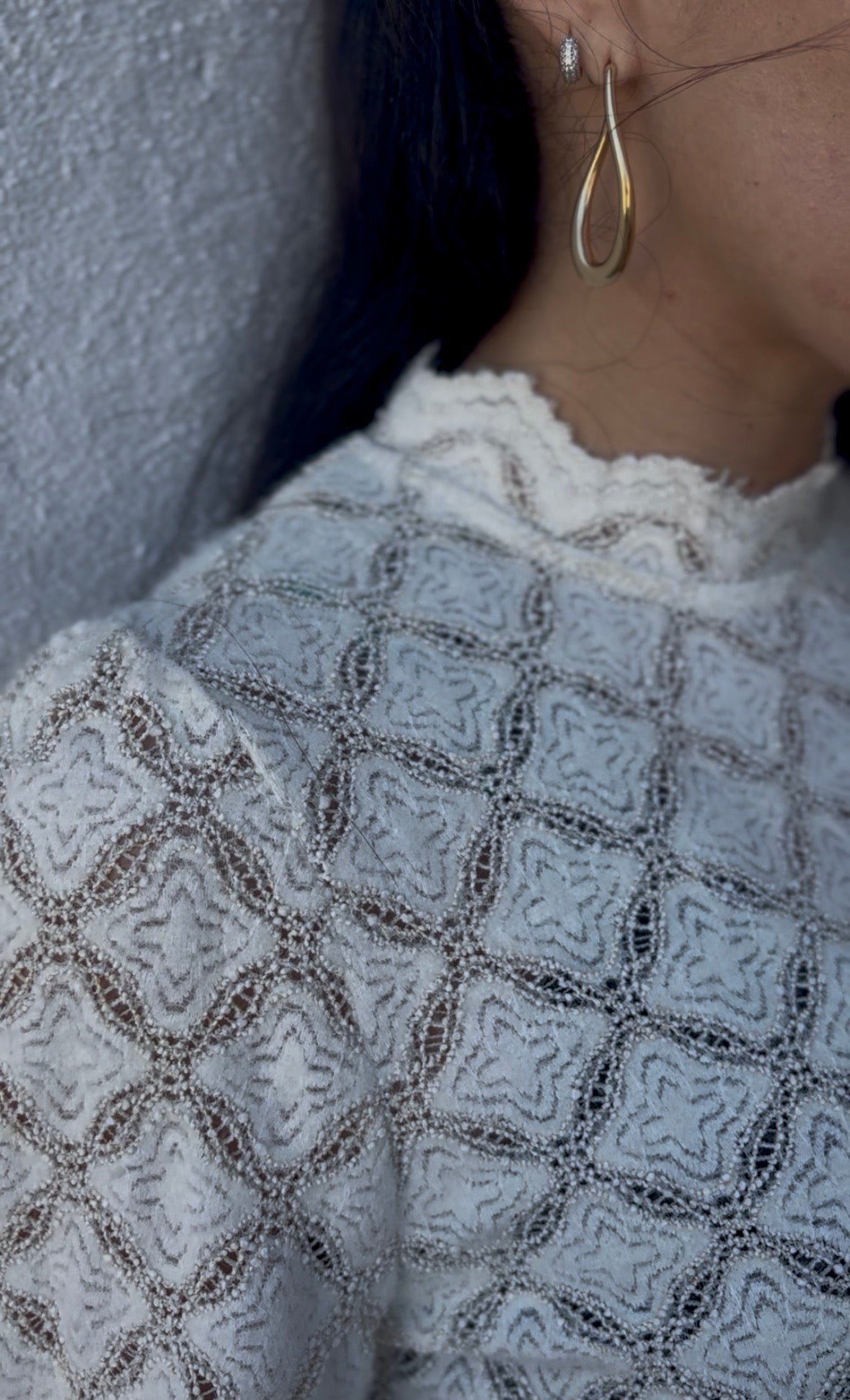 Blouse Marthe - texturée geométrique écru -