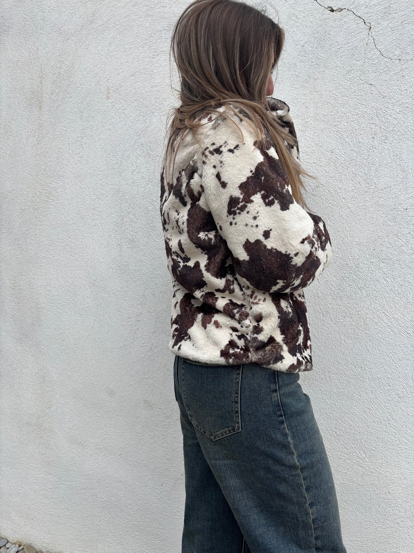 Manteau Marguerite - Fourrure synthétique imprimée vache