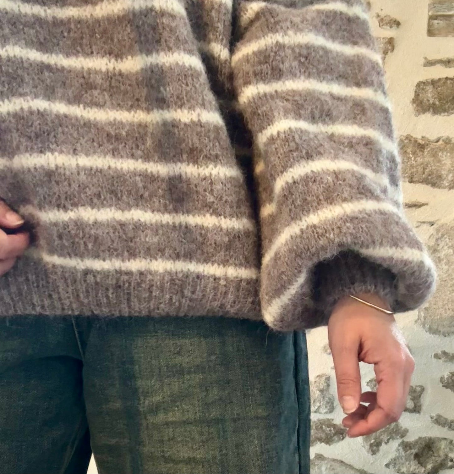 Pull rayé Léa - marron clair