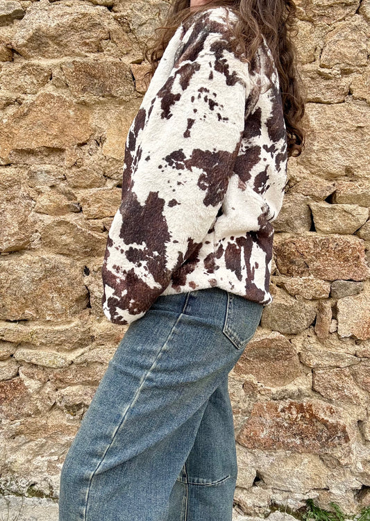 Manteau Marguerite - Fourrure synthétique imprimée vache