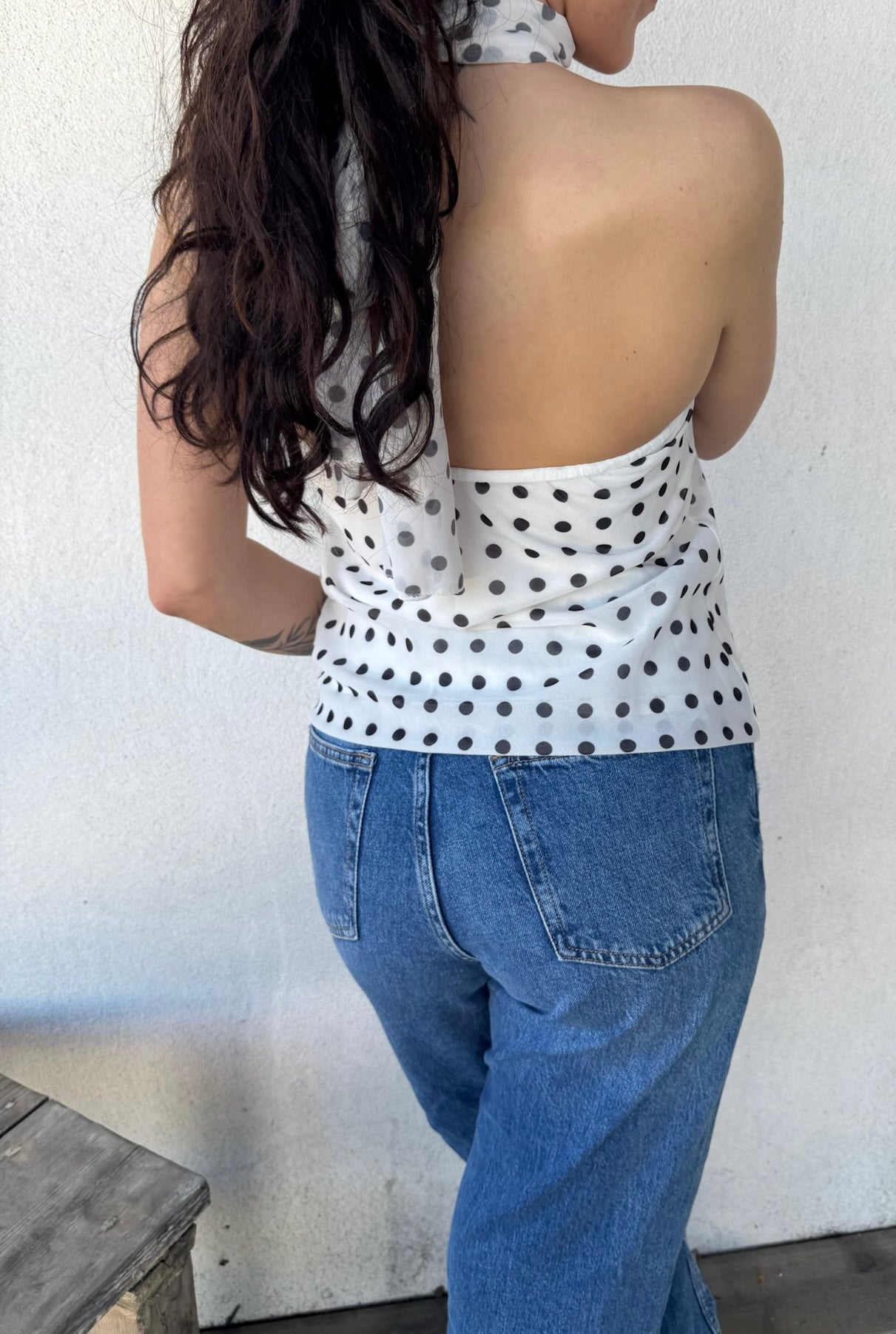 Top à pois CARMEN • blanc dos nu