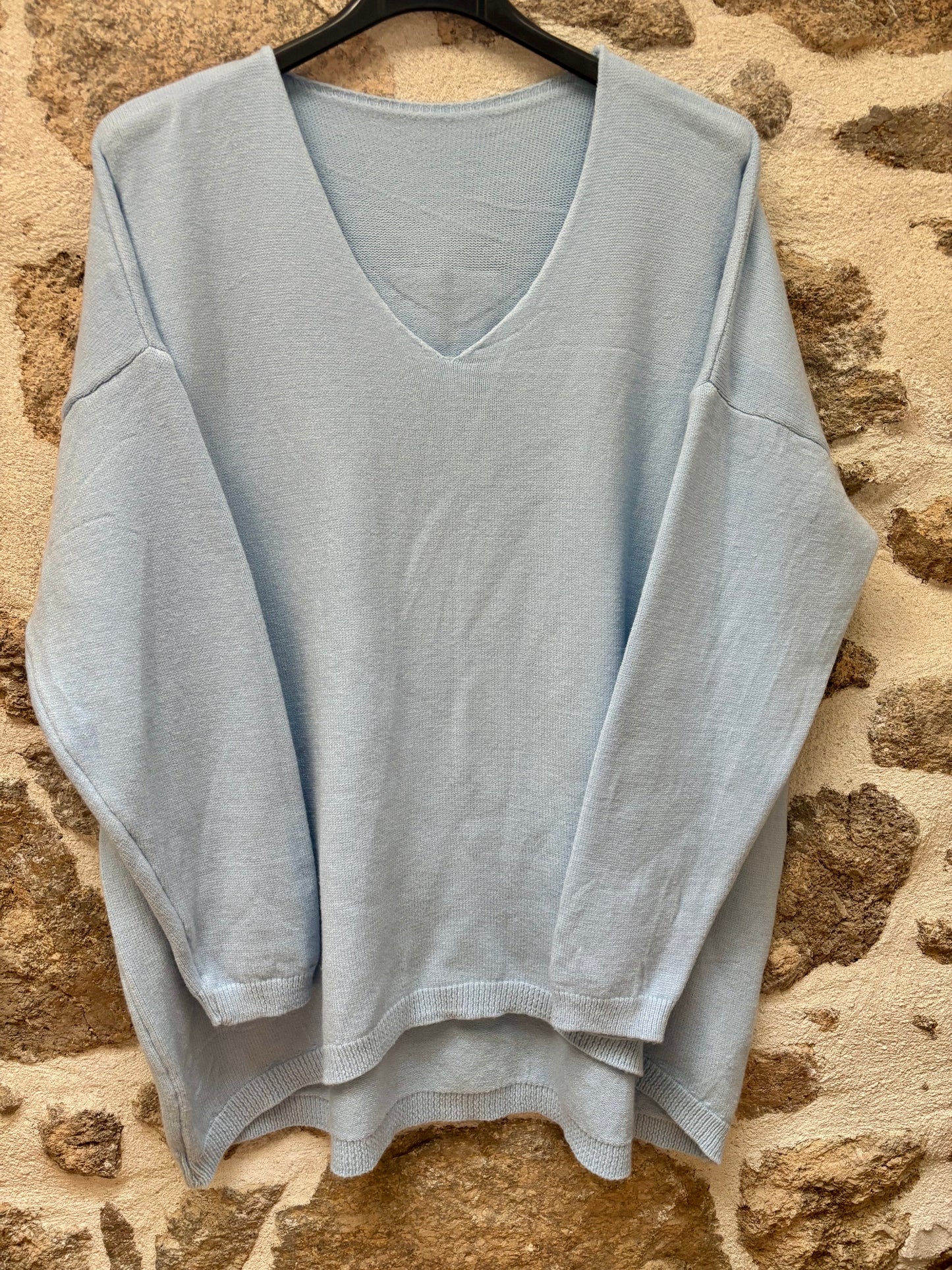 Pull oversize Good Vibes - Bleu ciel