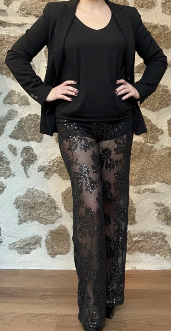 Pantalon Sequins noir