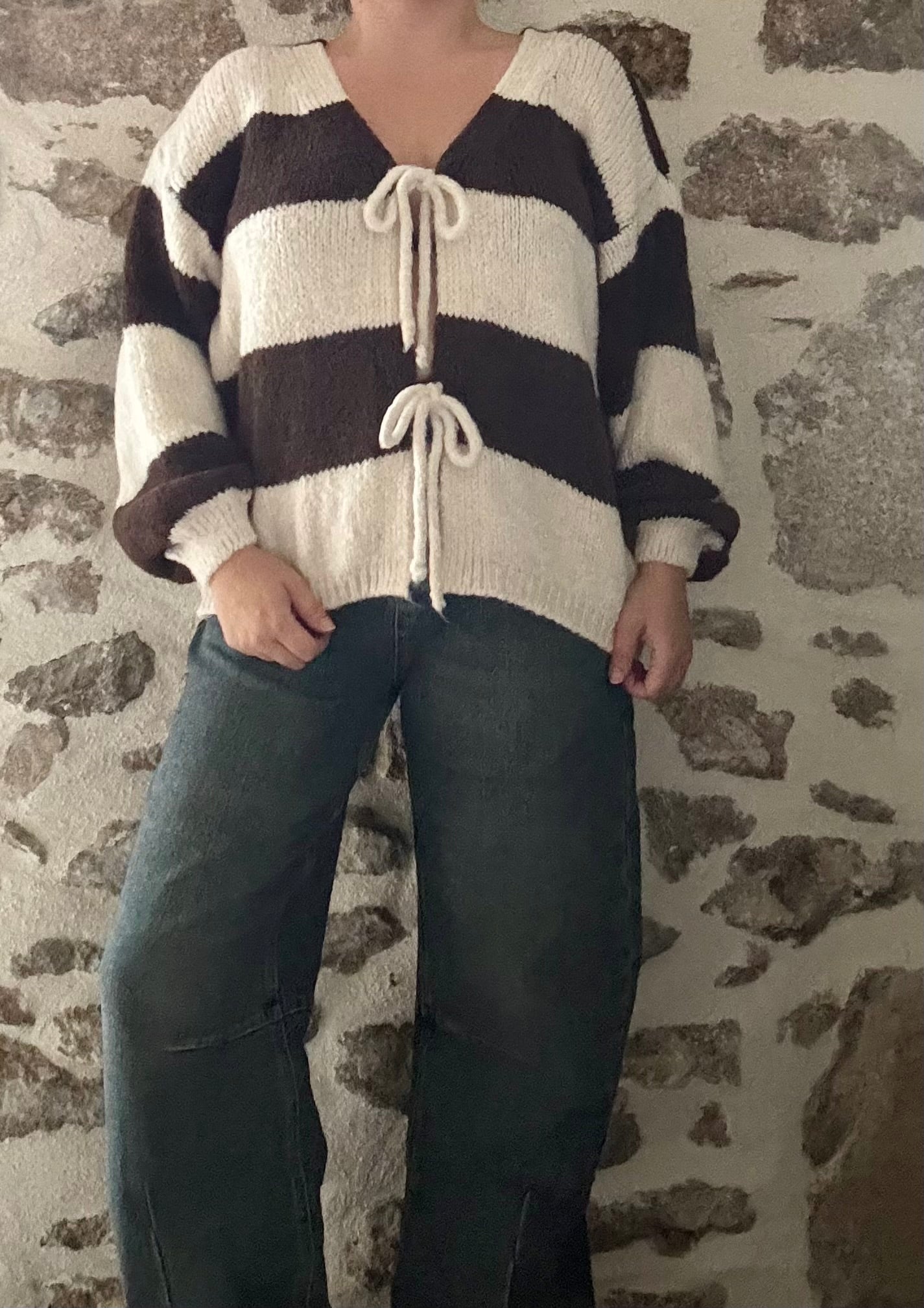 Cardigan noeuds réversible Chloé - Chocolat