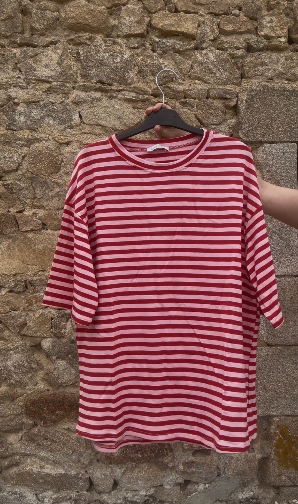 T-shirt MARINIÈRE • Dos nu cœur - rose & rouge