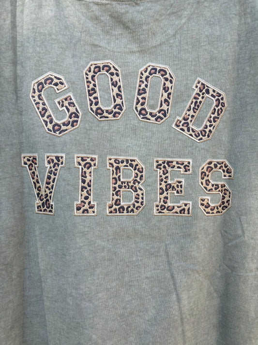 T-shirt Good Vibes • kaki léopard