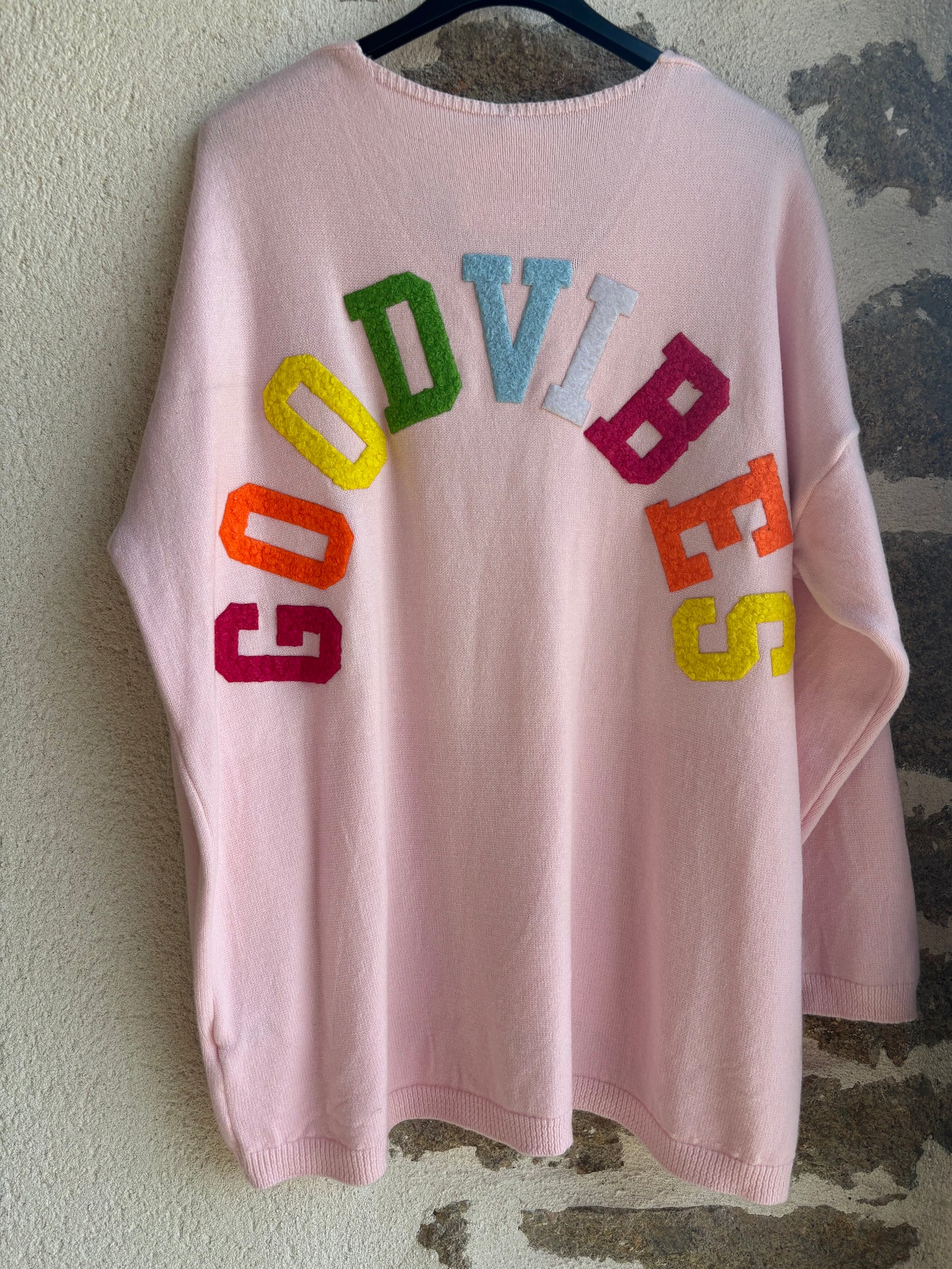Pull oversize Good Vibes - Blush