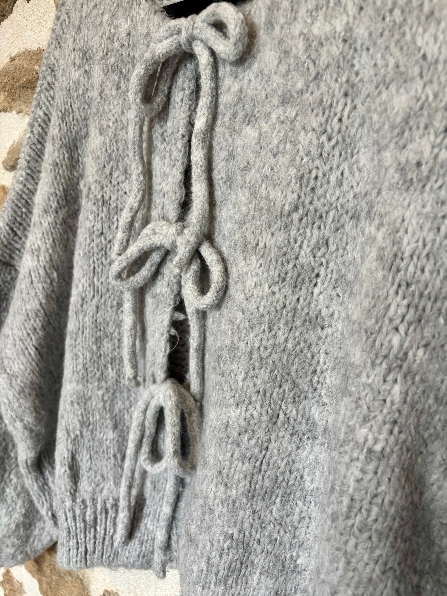 Gilet oversize à nœuds Clémence - gris clair