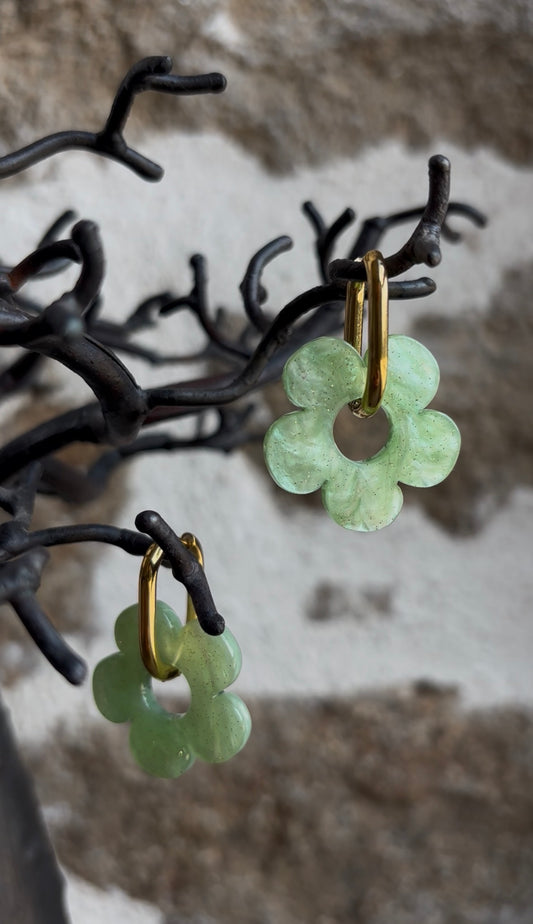Boucles d’oreilles FLORA • Pomme pailletée