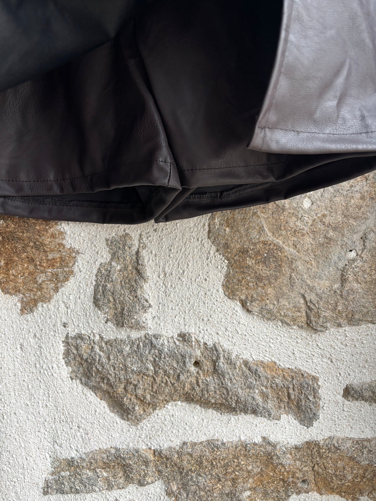 Jupe-short Léonie - Simili cuir marron