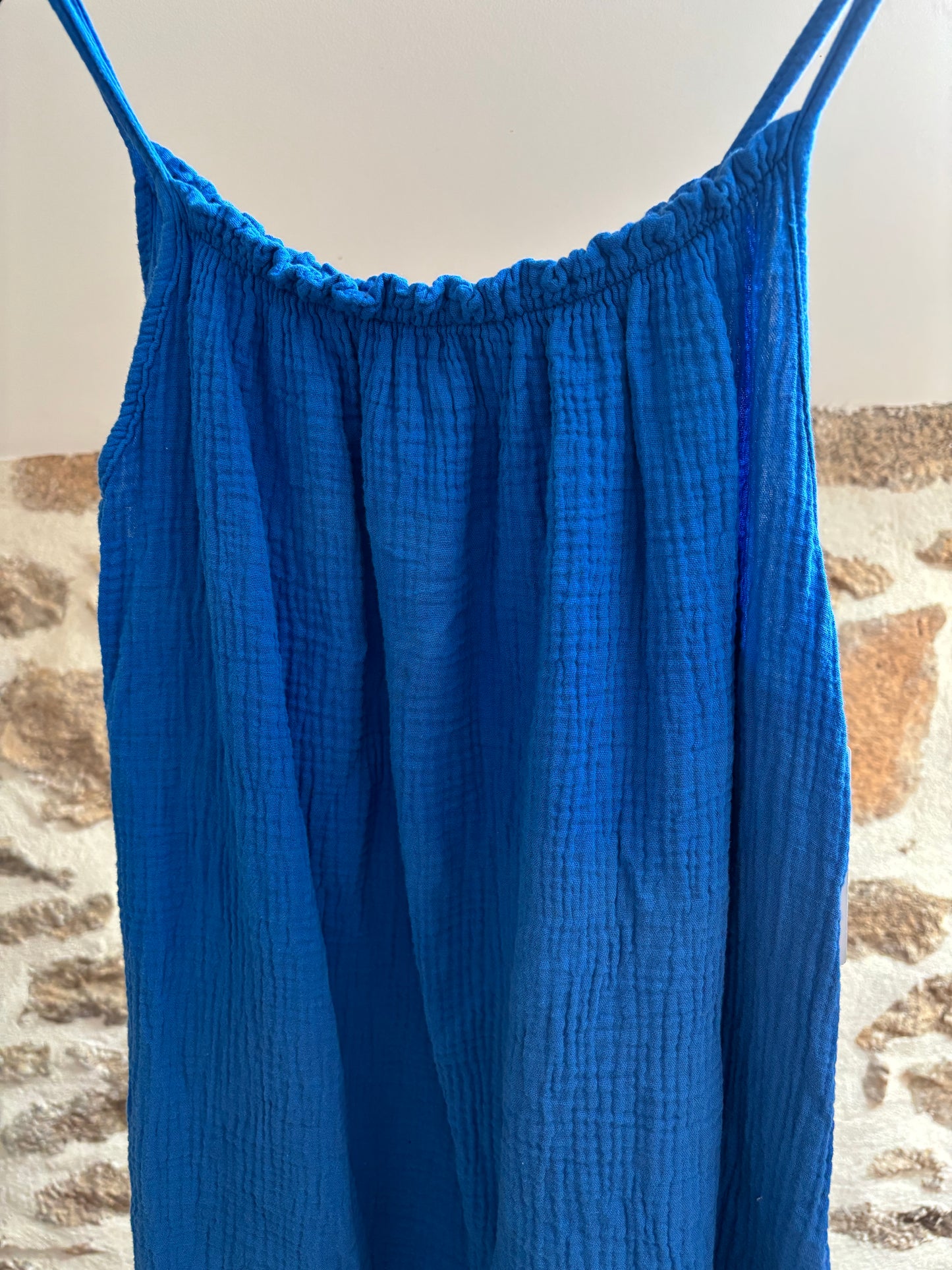 Robe longue • gaze de coton bleu roi