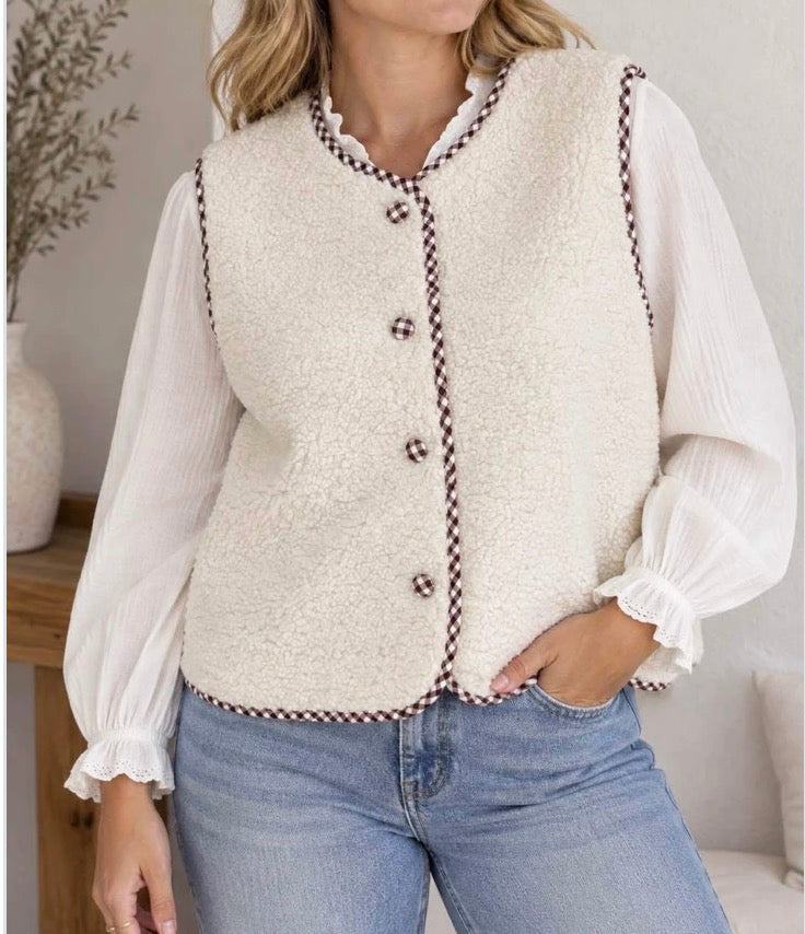 Gilet SHERPA • Vichy chocolat