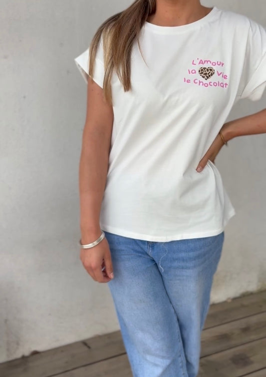 T-shirt Amour vie & chocolat • léopard