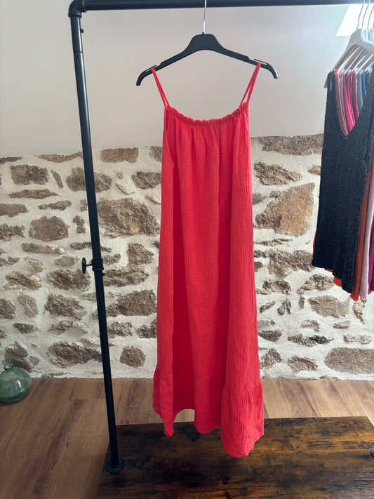 Robe longue • gaze de coton corail
