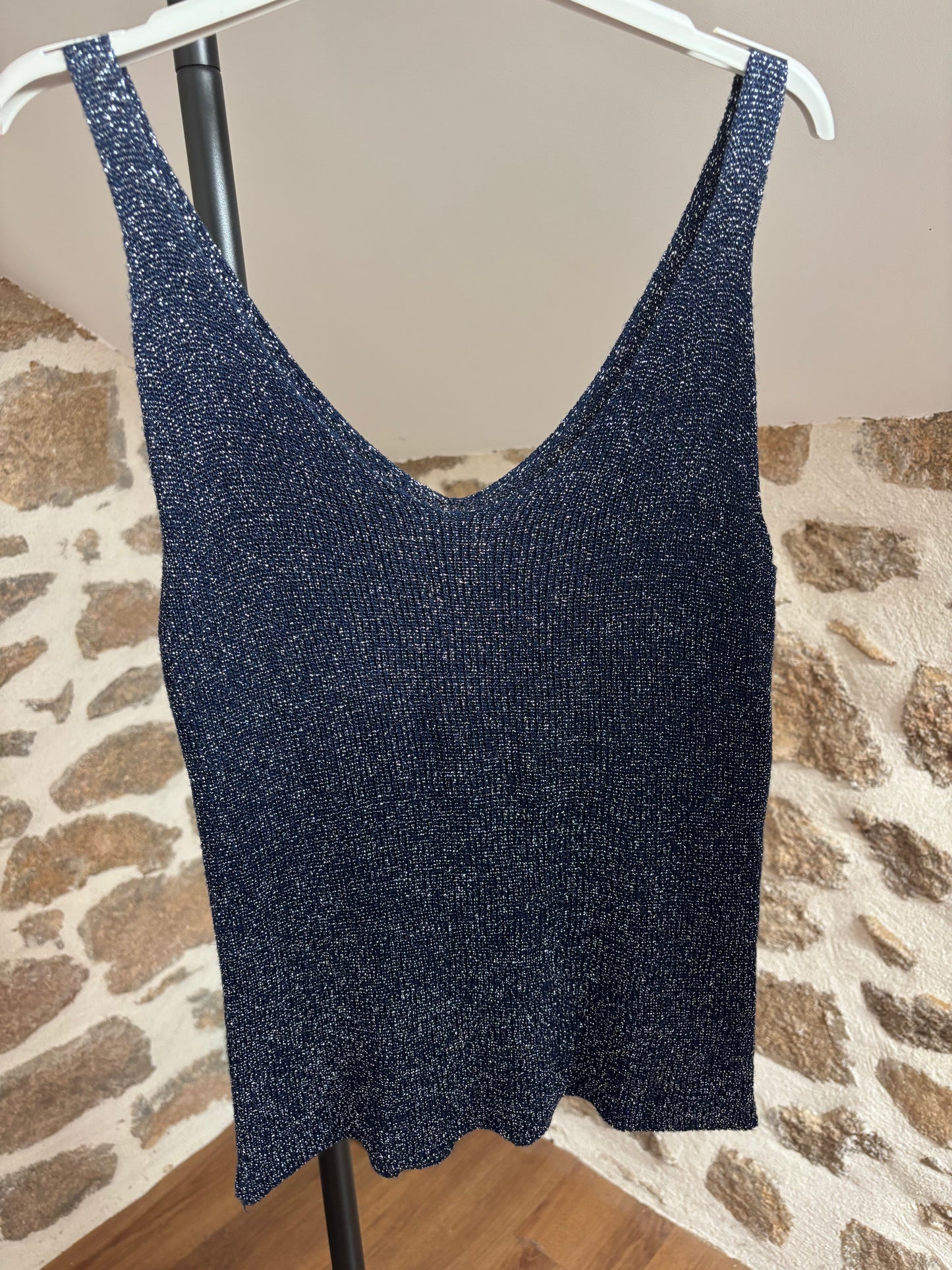 Débardeur pailleté • bleu marine