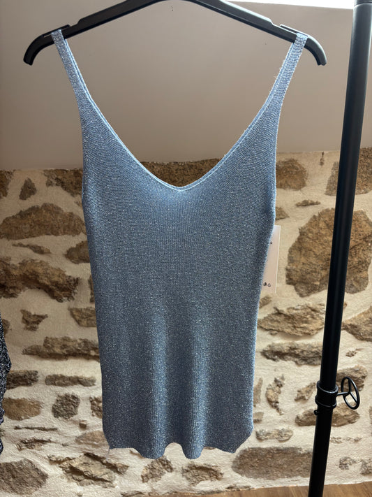 Débardeur pailleté • bleu jean