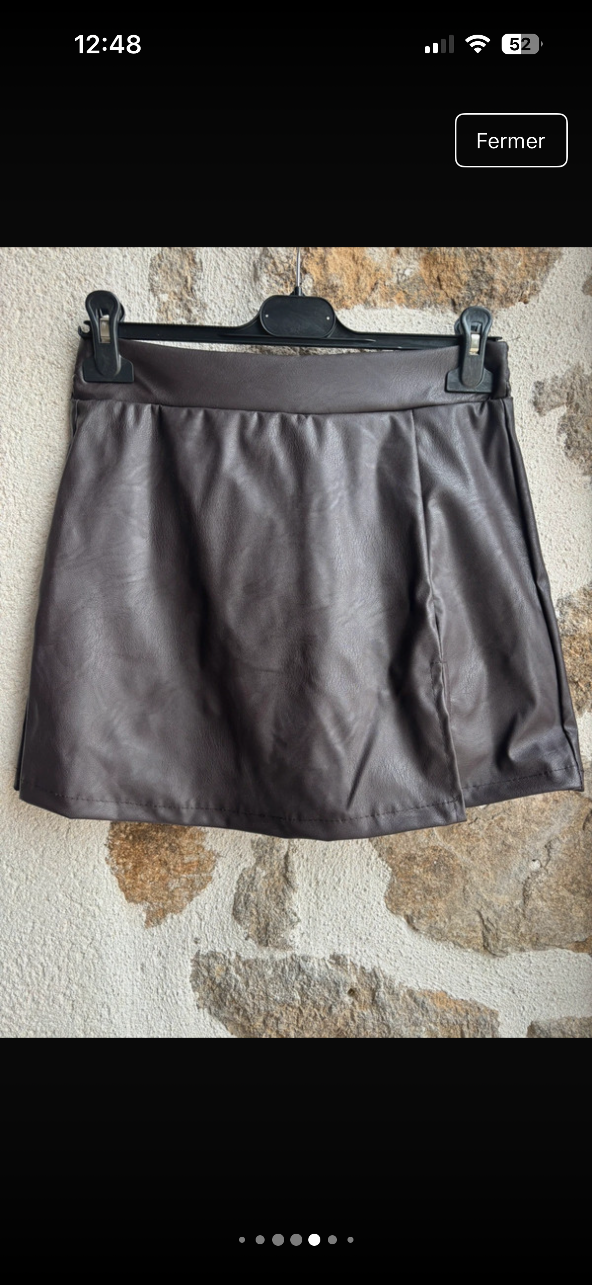 Jupe-short Léonie - Simili cuir marron